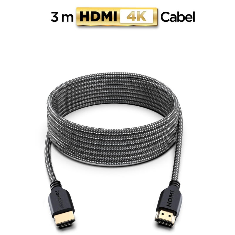 PowerBear كابل HDMI PowerBear 4K بطول 10 قدم | كابلات HDMI عالية السرعة، مصنوعة من النايلون المضفر وموصلات ذهبية، 4K @ 60Hz، Ultra HD، 2K، 1080P، معتمد من ARC وCL3 | لأجهزة اللابتوب، والشاشات، وPS5، وPS4، وXbox One، وFire TV، والمزيد - Image 2